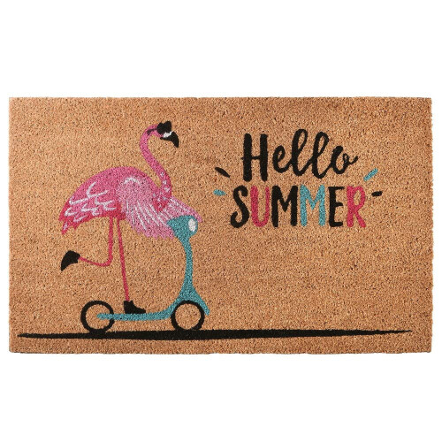 TUNIU Brown and Pink Flamingo_Hello Summer_ Rectangular Doormat Welcome doormats, Indoor and Outdoor doormats, Funny Doormat, Housewarming Gifts Welcome Mat 20x32 Inch