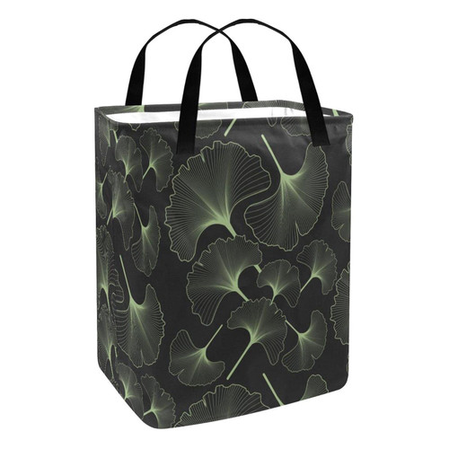 60L Large Laundry Basket with Handle, Foldable Laundry Hamper, Collapsible Laundry Organizer, Storage Basket Bin Tropical Grey Leaf