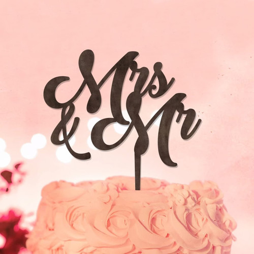 Customize Mrs & Mr Wedding Cake Toppers Natural Wood Bride & Groom Beach Cake Toppers For Wedding Bridal Shower Party Decorations Engagement Gifts For Couple