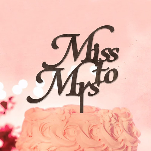 Miss to Mrs Wedding Cake Toppers Custom Natural Wood Country Mr & Mrs Silhouette Cake Toppers For Engagement Bride to Be Wedding Decorations Engagement Gifts For Couple