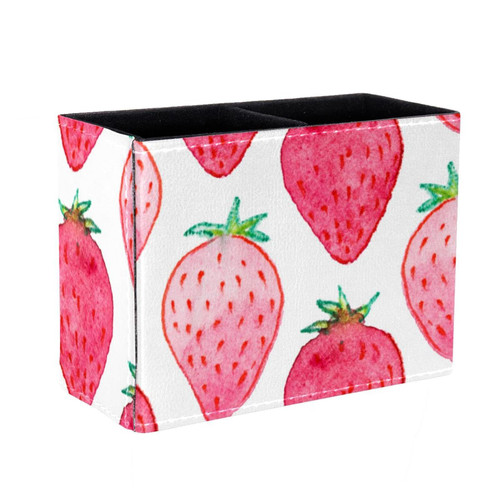 Lyetny Desktop Pen & Pencil Storage Cups Watercolor Strawberry Pattern Pen Organizer Makeup Brush Holders Pencil Cup for Office College Home
