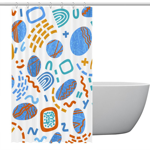 Polyester Fabric Waterproof Shower Curtain or Liner Bath Stall Size Geometric Pattern Hotel Bathroom Curtains with Grommets, 48x72