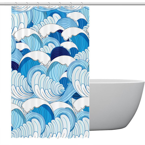Polyester Fabric Waterproof Shower Curtain or Liner Bath Stall Size Pattern with Sea Waves Hotel Bathroom Curtains with Grommets, 48x72 Polyester Fabric Waterproof Shower Curtain or Liner Bath Stall Size Pattern with Sea Waves Hotel Bathroom Curtains with Grommets, 48x72