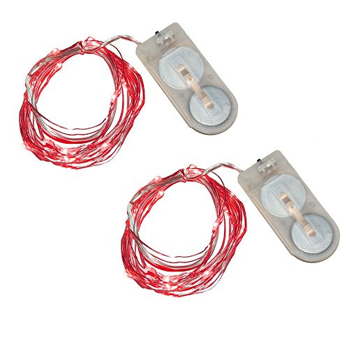 Lumabase 64302 2 Count Battery Operated Submersible Mini String Lights (80 Lights), Red