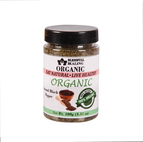 Blessfull Healing Organic Ground Black Pepper 100 Gram Airtight Container (Packing May Vary)