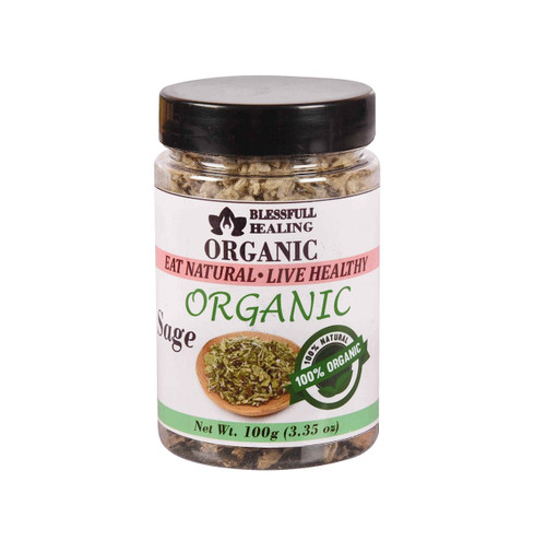 Blessfull Healing Organic Sage 100 Gram Airtight Container (Packing May Vary)