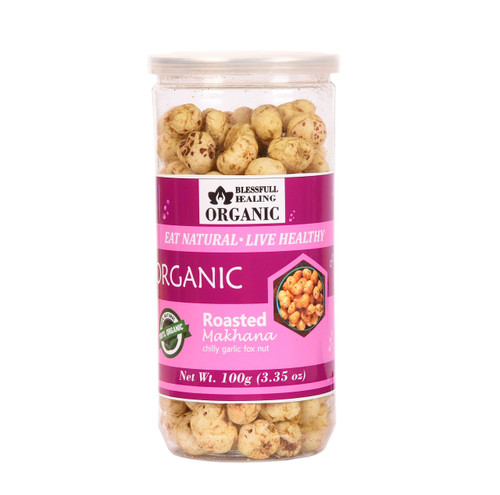 Blessfull Healing Organic Chilly Garlic Roasted Flavoured Makhana 100 Gram
