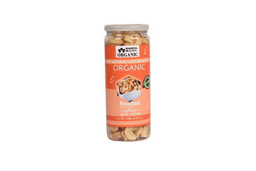 Blessfull Healing Organic Natural, Vegan Garlic Roasted Halves/Pieces Cashew Nuts Crunchy Kaju 150 Gram
