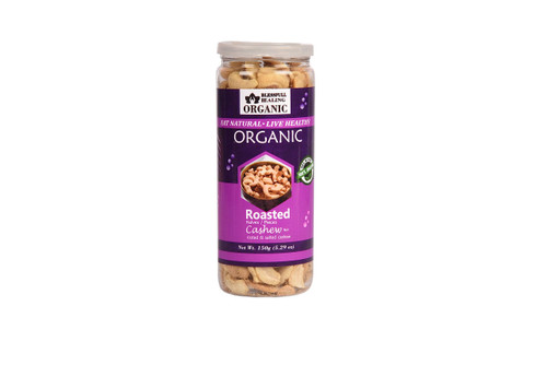 Blessfull Healing Organic Natural, Vegan Roastad & Salted Roasted Halves/Pieces Cashew Nuts Crunchy Kaju 150 Gram
