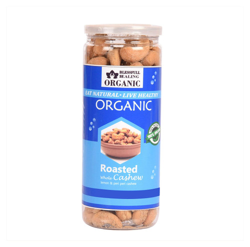 Blessfull Healing Organic Natural, Vegan Lemon & Peri Peri Roasted Whole Cashew Nuts Crunchy Kaju 150 Gram