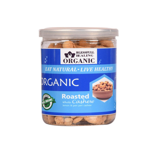 Blessfull Healing Organic Natural, Vegan Lemon & Peri Peri Roasted Whole Cashew Nuts Crunchy Kaju 250 Gram