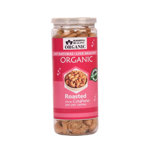 Blessfull Healing Organic Natural, Vegan Peri Peri Roasted Whole Cashew Nuts Crunchy Kaju 150 Gram