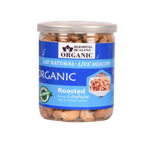 Blessfull Healing Organic Natural, Vegan Herb & Cheese Roasted Whole Cashew Nuts Crunchy Kaju 300 Gram