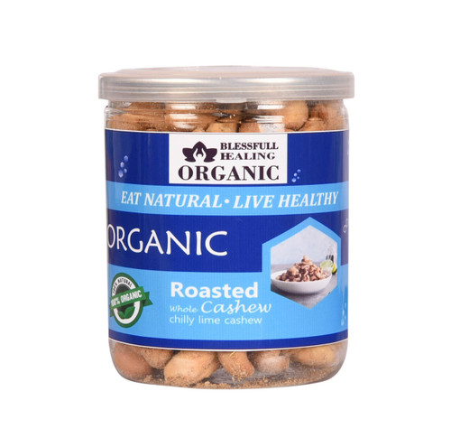 Blessfull Healing Organic Natural, Vegan Chilly Lime Roasted Whole Cashew Nuts Crunchy Kaju 300 Gram