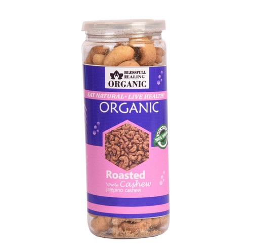 Blessfull Healing Organic Natural, Vegan Jalapeno Roasted Whole Cashew Nuts Crunchy Kaju 150 Gram