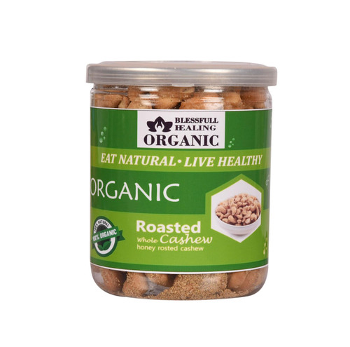 Blessfull Healing Organic Natural, Vegan Honey Roasted Whole Cashew Nuts Crunchy Kaju 250 Gram