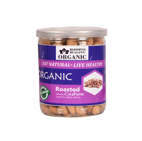 Blessfull Healing Organic Natural, Vegan Roastad & Salted Roasted Whole Cashew Nuts Crunchy Kaju 300 Gram