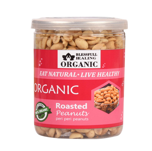 Blessfull Healing Organic Natural, Vegan Peri Peri Roasted Peanuts Crunchy Healthy Snacks 250 Gram