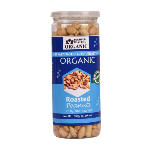 Blessfull Healing Organic Natural, Vegan Chilly Lime Roasted Peanuts Crunchy Healthy Snacks 150 Gram
