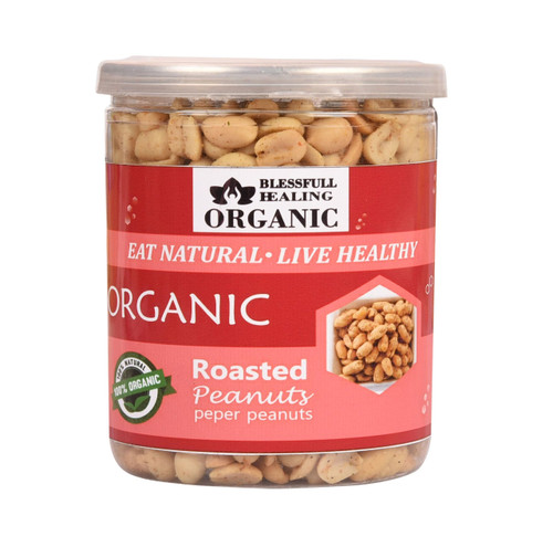 Blessfull Healing Organic Natural, Vegan Pepper Roasted Peanuts Crunchy Healthy Snacks 250 Gram
