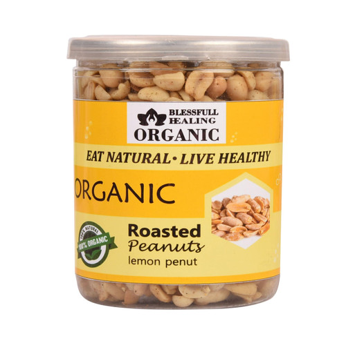 Blessfull Healing Organic Natural, Vegan Lemon Roasted Peanuts Crunchy Healthy Snacks 250 Gram