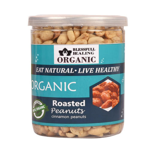 Blessfull Healing Organic Natural, Vegan Cinnamon Roasted Peanuts Crunchy Healthy Snacks 300 Gram