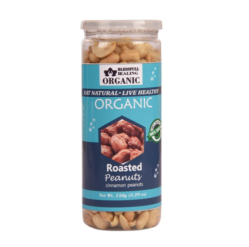 Blessfull Healing Organic Natural, Vegan Cinnamon Roasted Peanuts Crunchy Healthy Snacks 150 Gram