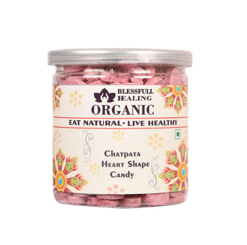 Blessfull Healing Organic Chatpata Heart Shape Candy 400 Gram Airtight Container (Packing May Vary)