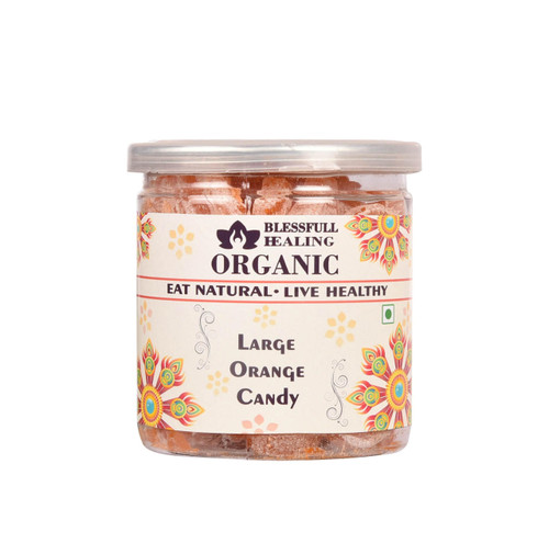 Blessfull Healing Organic Large Orange Candy 350 Gram Airtight Container (Packing May Vary)