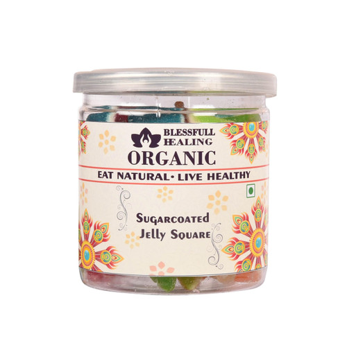 Blessfull Healing Organic Sugercoated Jelly Square 300 Gram Airtight Container (Packing May Vary)