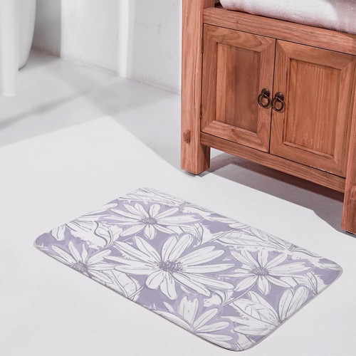 Lilac Floral Bathroom Rug Mat, Extra Soft and Absorbent Microfiber Bath Rugs, Non-Slip Plush Bath Carpet, Bath Mats for Bathroom Floor, Tub and Shower 19.7x31.5 Inches