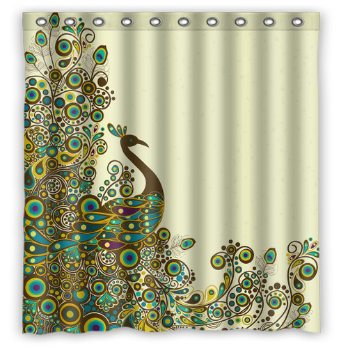 FMSHPON Custom Beautiful Peacock Pattern Waterproof Polyester Fabric Shower Curtain 66 x 72 Inch FMSHPON Custom Beautiful Peacock Pattern Waterproof Polyester Fabric Shower Curtain 66 x 72 Inch