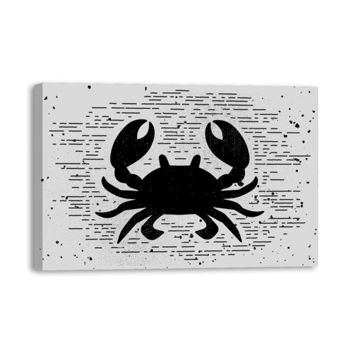 Framed Canvas Wall Art, Black Crabe Grey Background Canvas Artwork for Home Office Living Room Decoration, Ready to Hang Canvas Wall Decor