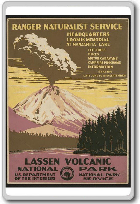 Lassen Volcanic National Park, USA - Vintage Travel Fridge Magnet