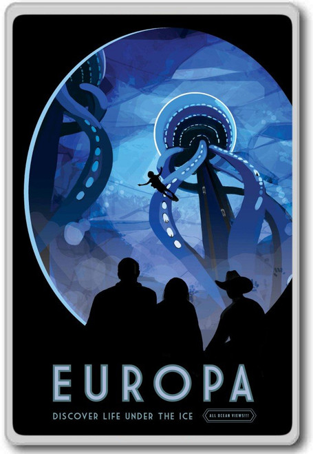 Visit Europa - NASA Vintage Space Travel - Visions of the Future - fridge magnet