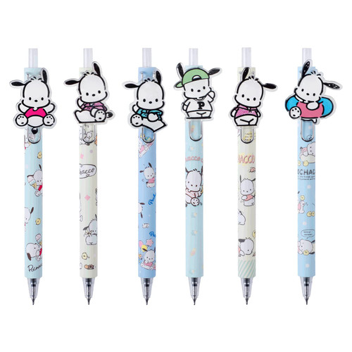 G-Ahora 6PCS Pochacco Gel Pen Pochacco Ballpoint Pens, 0.5mm Cartoon Pochacco Black Ink Pen Office School Supplies Gifts for Boys Girls(PEN Pochacco 1)