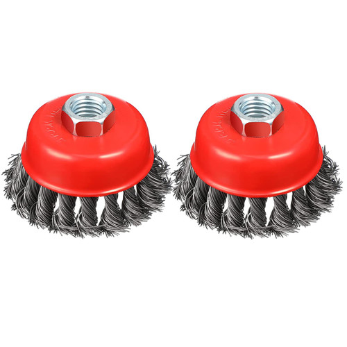 4" Wire Wheel Cup Brush, SHITIME Coarse Twisted Knotted Wire Wheel for Angle Grinder, 5/8 Inch-11 Threaded Arbor, 0.020" Carbon Steel Wire Brush for Grinder, Heavy Cleaning Rust, Abrasive. (2)