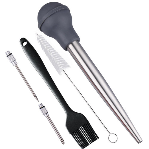 SPUVGVC Turkey Baster with Cleaning Brush &BBQ Brush&Marinade Needles, Baster Syringe for Cooking, Stainless Steel Turkey Baster with Silicone Bulb, Baster for Home Baking&Kitchen Grey SPUVGVC Turkey Baster with Cleaning Brush &BBQ Brush&Marinade Needles, Baster Syringe for Cooking, Stainless Steel Turkey Baster with Silicone Bulb, Baster for Home Baking&Kitchen Grey