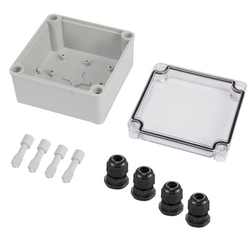 Laisomeke Waterproof Junction Box, Universal IP67 Project Box with Clear Grey Cover Waterproof DIY Electrical Enclosure, ABS Plastic Electrical Box 4.9 x 4.9 x 3 inch(125 * 125 * 75mm)