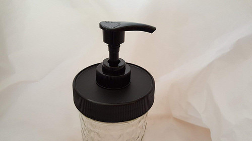 Single Pack Matte Black Plastic Lid with Liner & Pump - Mason Jar Lotion/Soap Dispenser