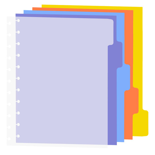 5 Tab Discbound Dividers 8.5 x 11 Discbound Notebook Dividers Letter Size Dividers with Tabs Blank Tab Dividers Letter Size DiscBound Dividers for Discbound Notebooks Office College Notebook (5)