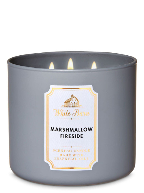 Bath & Body Works White Barn Marshmallow Fireside 3 Wick Candle, 14.5oz/411g
