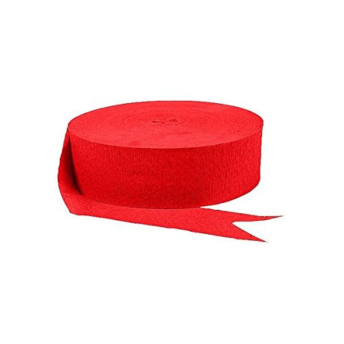 amscan Happy Solid Crepe Streamers Jumbo Roll, 500', Holiday Red