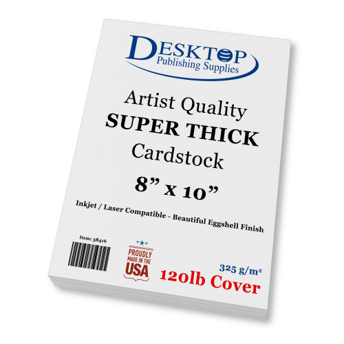 White 8" x 10" Cardstock - Blank SUPER Thick Paper - 50 Sheets - Artist Drawing Quality Eggshell Finish - Heavy Weight 120lb Cover Card Stock for Inkjet & Laser Printer