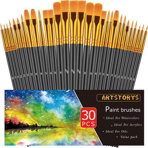 Paint Brushes Set, 30 Pcs Paint Brushes for Acrylic Painting, Oil Watercolor Acrylic Paint Brush, Artist Paintbrushes for Body Face Rock Canvas, Kids Adult Drawing Arts Crafts Supplies, Black Paint Brushes Set, 30 Pcs Paint Brushes for Acrylic Painting, Oil Watercolor Acrylic Paint Brush, Artist Paintbrushes for Body Face Rock Canvas, Kids Adult Drawing Arts Crafts Supplies, Black