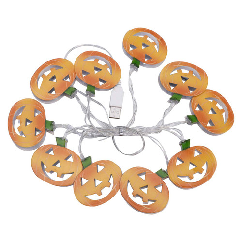 PartyKindom Pumpkin Lantern String Lights USB Charging LED String Lights Decoration Lamp for Halloween Party Festival (Orange) Halloween for Halloween Party