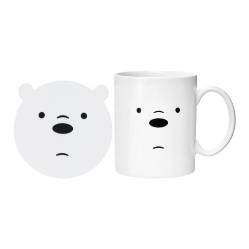 MINISO We Bare Bears Ceramic Coffee Mug 13.5oz Porcelain Coffee Cups Tea Cup for Office, Home and Travel(Ice Bear)
