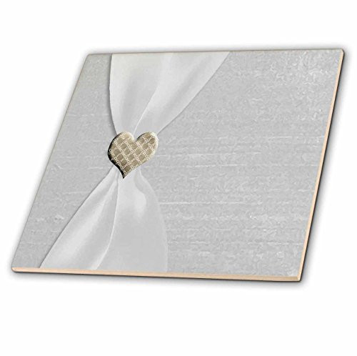 3dRose Beverly Turner Photography White Satin Ribbon with Gold Heart Glass Tile, 12-Inch 3dRose Beverly Turner Photography White Satin Ribbon with Gold Heart Glass Tile, 12-Inch