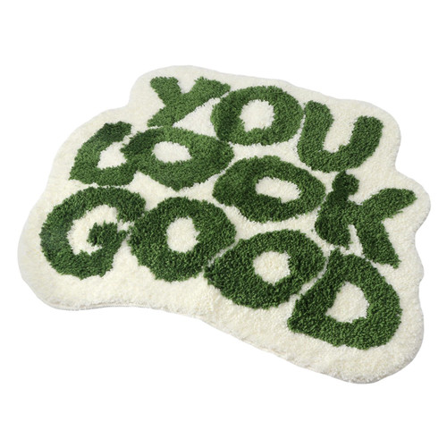 Xiaokeis Bath Mat, You Look Good Slip Proof Bathroom Rug, Funny Cute Bathroom Decor Soft Microfiber Washable Bath Rug, 21 x 25 Inch Cool Rugs for Bedroom Bathtub(Green)