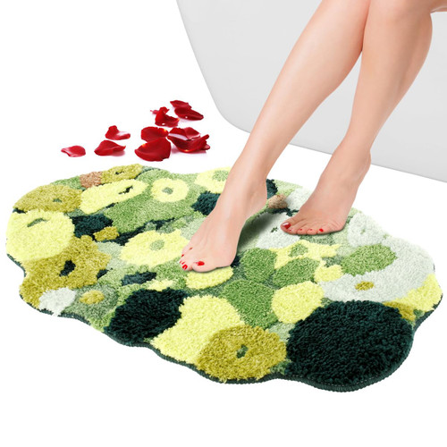 Moss Rug, 24" x 35" Cute Green Moss Leaf Bathroom Rugs, Grass Green Moss Bath Mat, Non Slip 3D Moss Area Rug, Washable Absorbent Soft Moss Carpet Rug (Beautiful Spring)